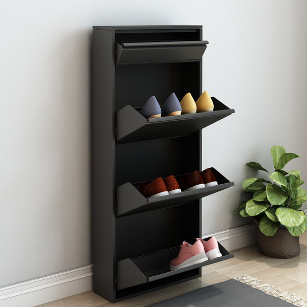 Schuhkipper Sokndal mit 3+1 Kippfächern Schwarz