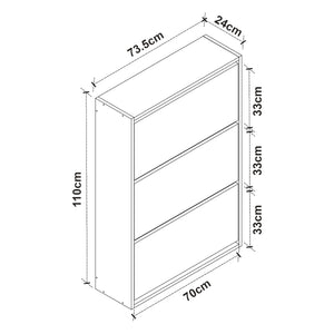 Schuhschrank Aurskog 110x73.5x24cm Anthrazit Eiche