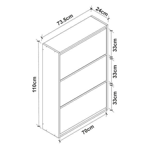 Schuhschrank Aurskog 110x73.5x24cm Anthrazit Eiche