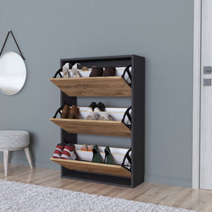 Schuhschrank Aurskog 110x73.5x24cm Anthrazit Eiche