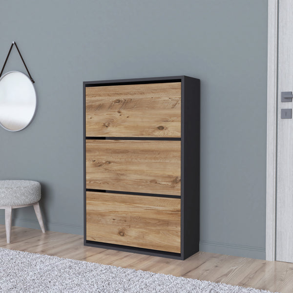 Schuhschrank Aurskog 110x73.5x24cm Anthrazit Eiche