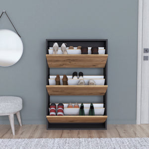 Schuhschrank Aurskog 110x73.5x24cm Anthrazit Eiche