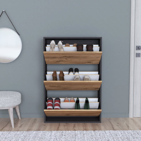 Schuhschrank Aurskog 110x73.5x24cm Anthrazit Eiche