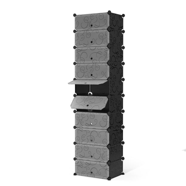 Meuble à chaussures, étagère modulaire, noir, 10 boîtes