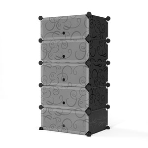 Meuble à chaussures, étagère modulaire, noir, 5 boîtes