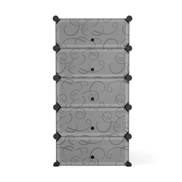 Meuble à chaussures, étagère modulaire, noir, 5 boîtes