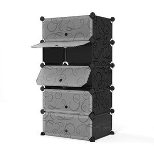 Meuble à chaussures, étagère modulaire, noir, 5 boîtes