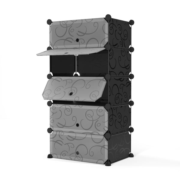 Meuble à chaussures, étagère modulaire, noir, 5 boîtes