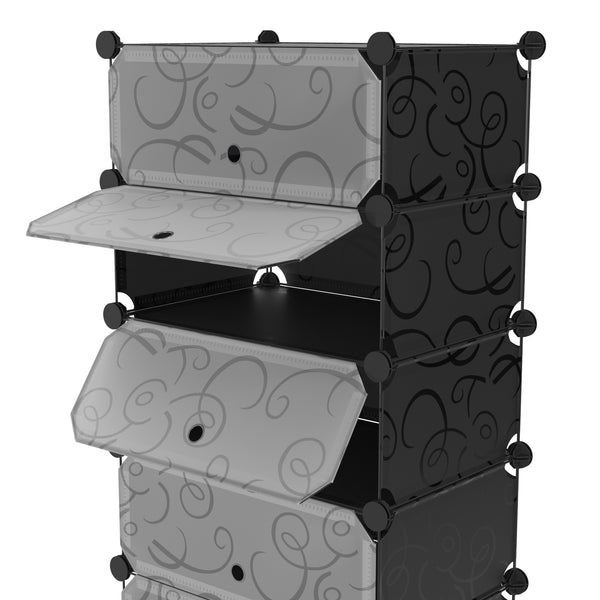 Meuble à chaussures, étagère modulaire, noir, 5 boîtes