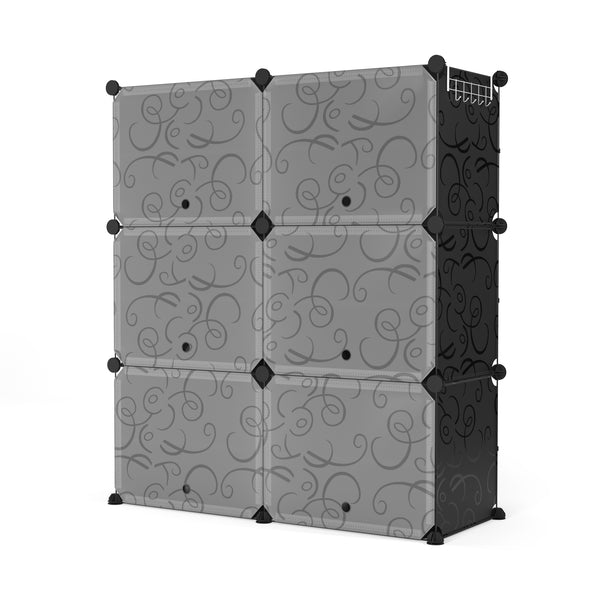 Scarpiera, scaffalatura modulare, nera, 6 scatole