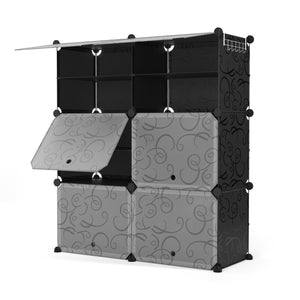 Scarpiera, scaffalatura modulare, nera, 6 scatole