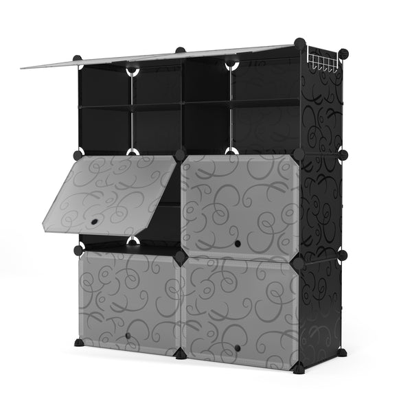 Scarpiera, scaffalatura modulare, nera, 6 scatole