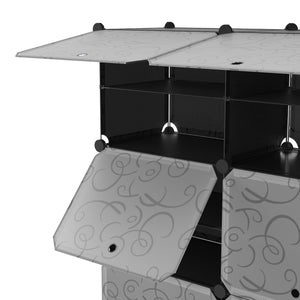 Scarpiera, scaffalatura modulare, nera, 6 scatole