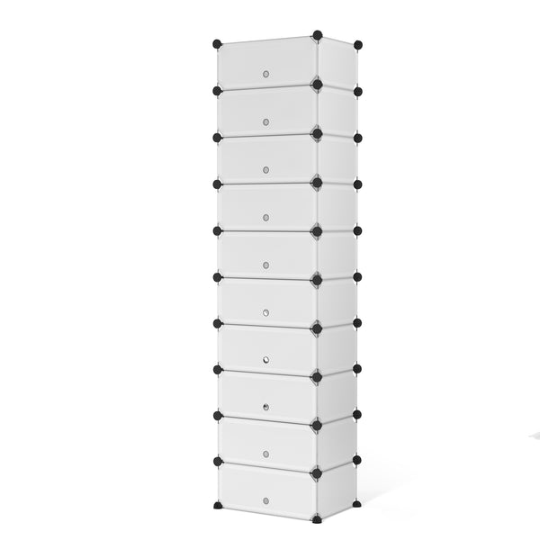 Meuble à chaussures, étagère modulaire, transparent, 10 boîtes