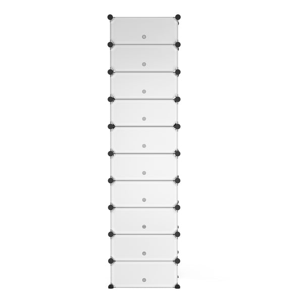 Meuble à chaussures, étagère modulaire, transparent, 10 boîtes
