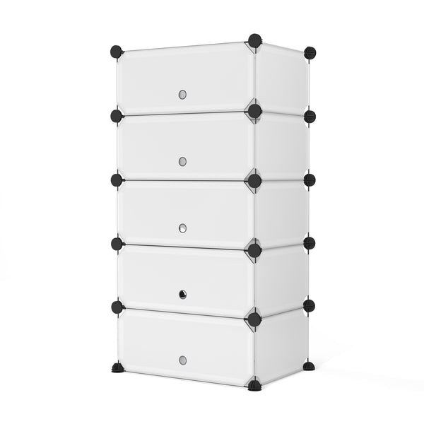 Meuble à chaussures, étagère modulaire, transparent, 5 boîtes