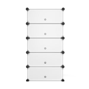 Meuble à chaussures, étagère modulaire, transparent, 5 boîtes