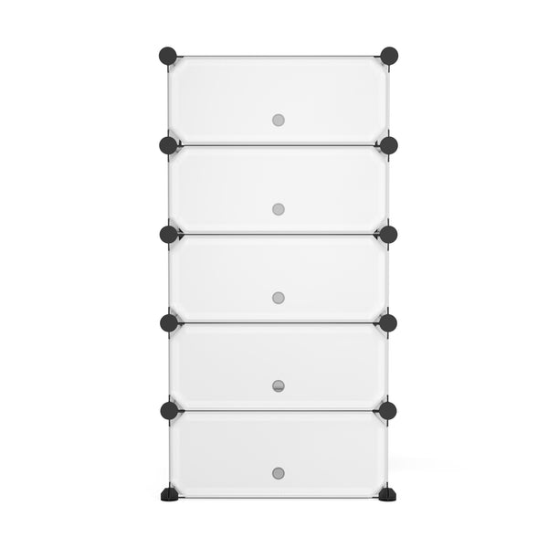 Meuble à chaussures, étagère modulaire, transparent, 5 boîtes