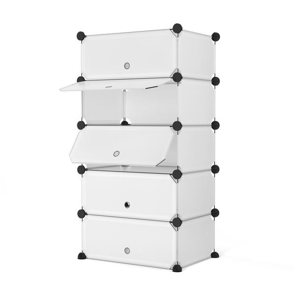 Meuble à chaussures, étagère modulaire, transparent, 5 boîtes