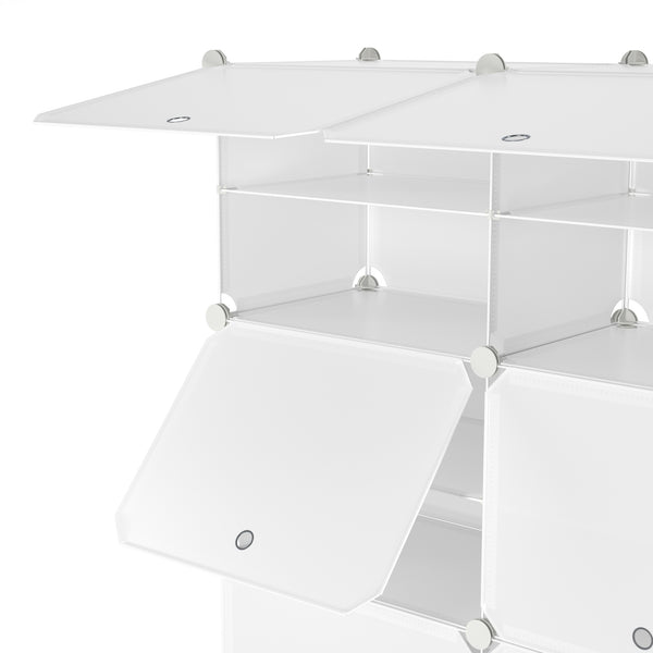 Meuble à chaussures, étagère modulaire, transparent, 6 boîtes