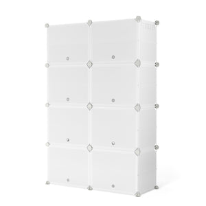 Meuble à chaussures, étagère modulaire, transparent, 8 boîtes