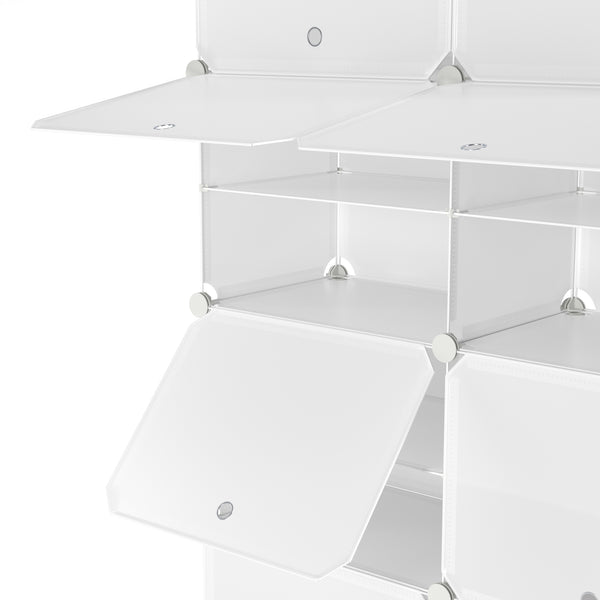 Meuble à chaussures, étagère modulaire, transparent, 8 boîtes