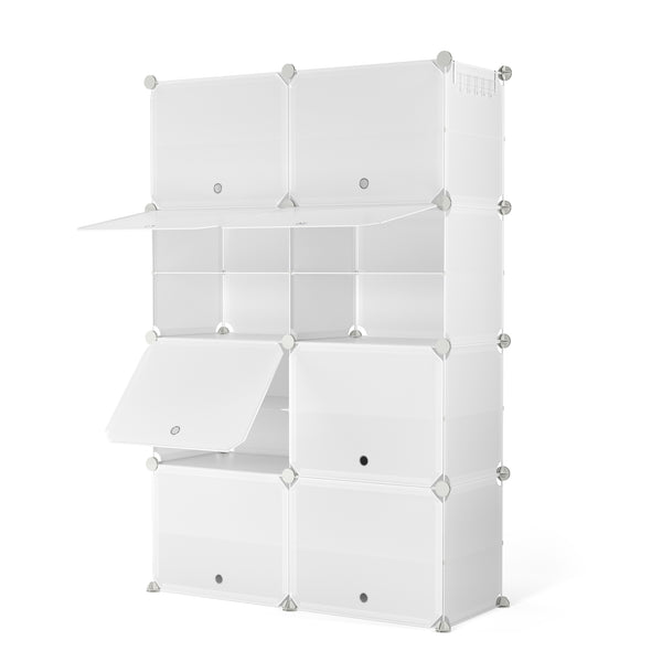 Meuble à chaussures, étagère modulaire, transparent, 8 boîtes