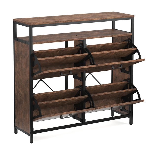 Meuble à chaussures vintage à 4 compartiments inclinables BONITA 98 x 95 cm