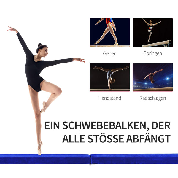 Balance beam 210cm, foldable gymnastic beam, blue