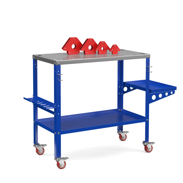 Schweisstisch mit Rollen 128 x 55 x 88 cm blau