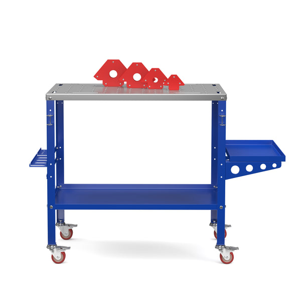 Schweisstisch mit Rollen 128 x 55 x 88 cm blau