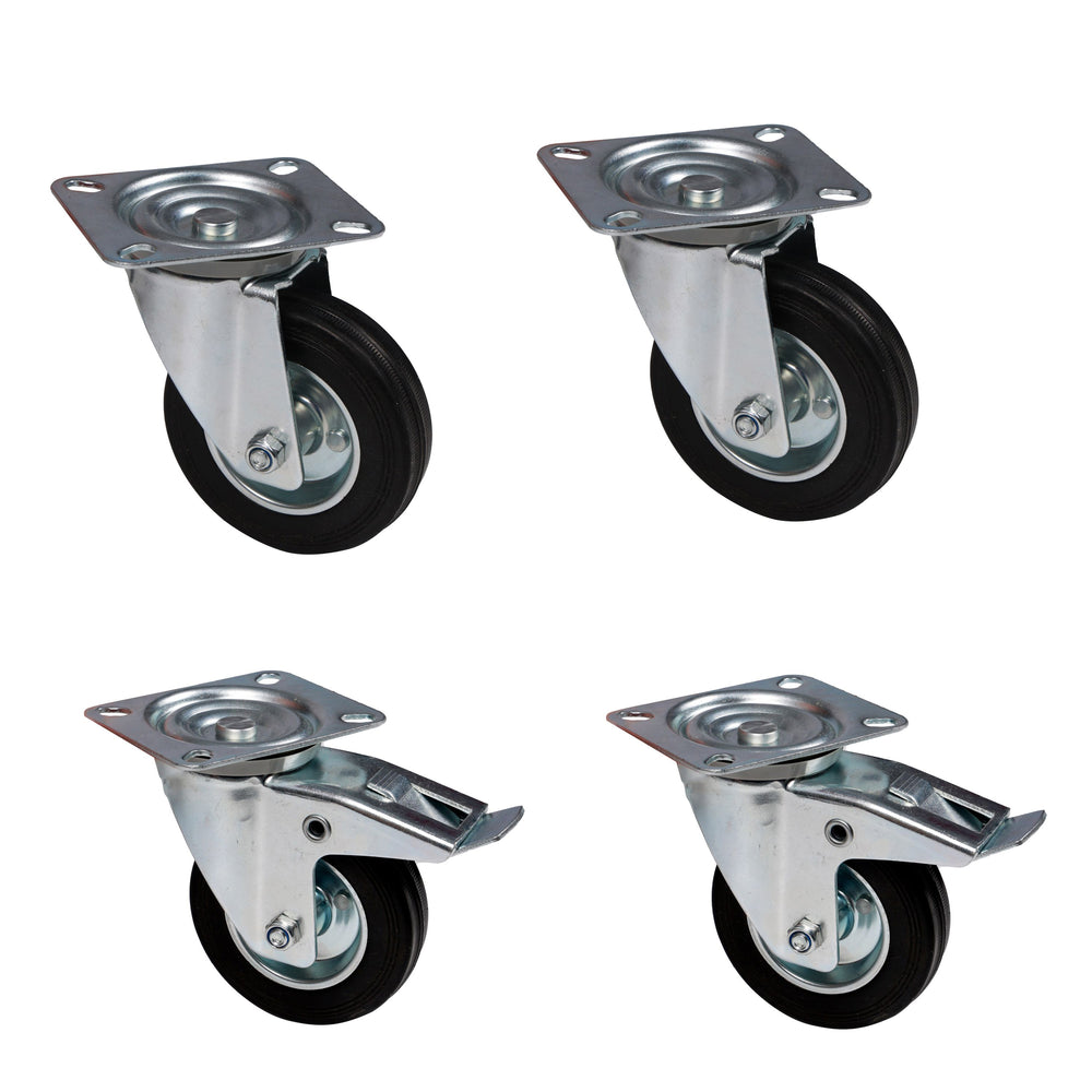 Heavy-duty casters, solid rubber, set of 4, 160 mm