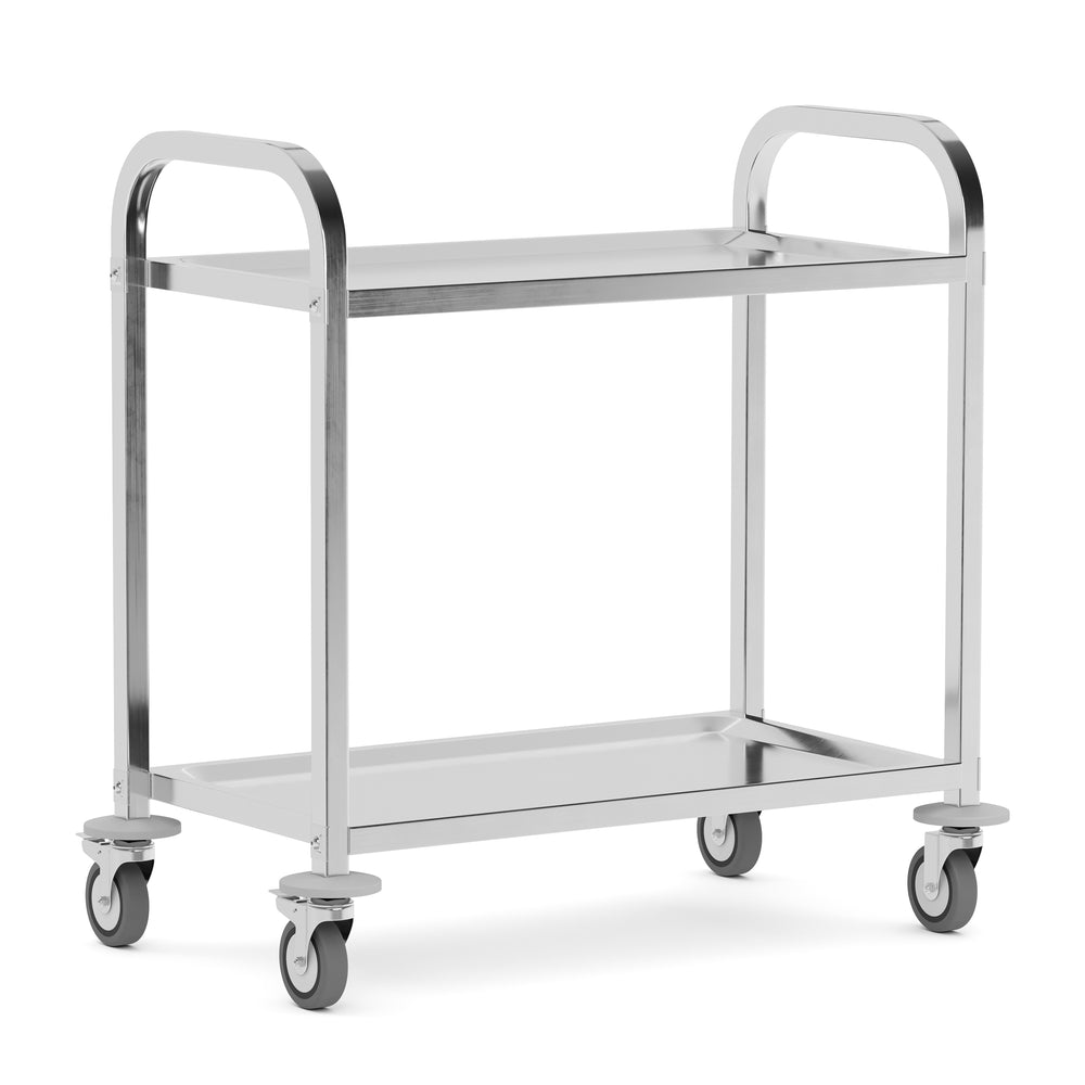 Carrello di servizio in acciaio inox con 2 ripiani