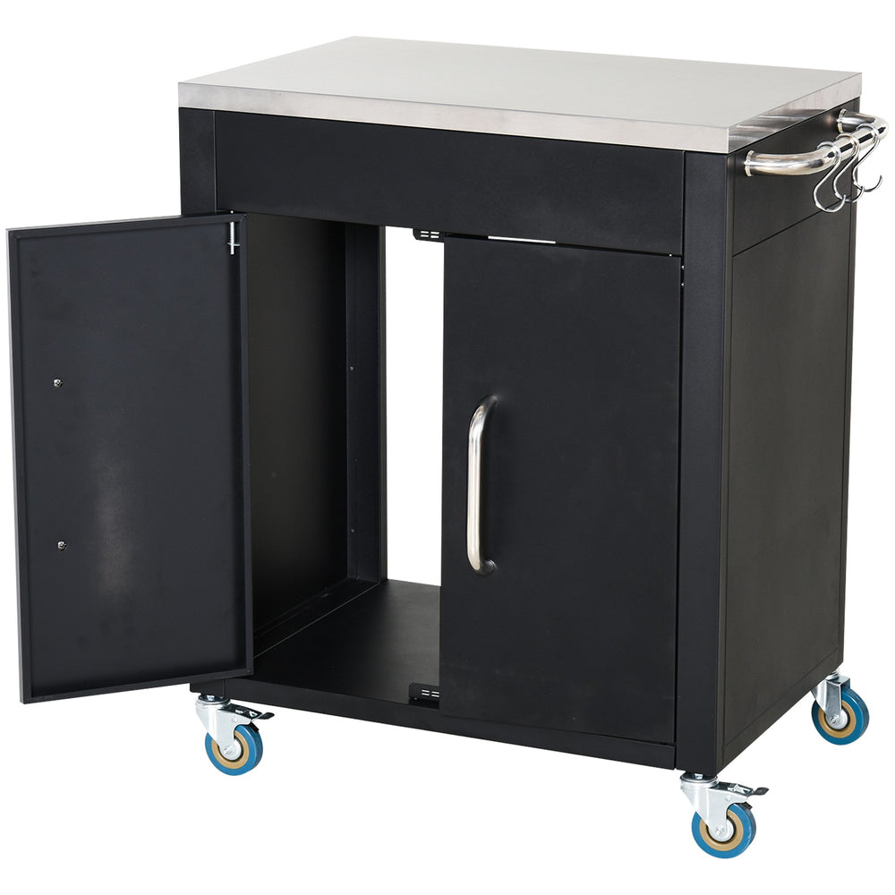 Carrello di servizio, carrello da cucina, acciaio inox, 86x50x84,5 cm