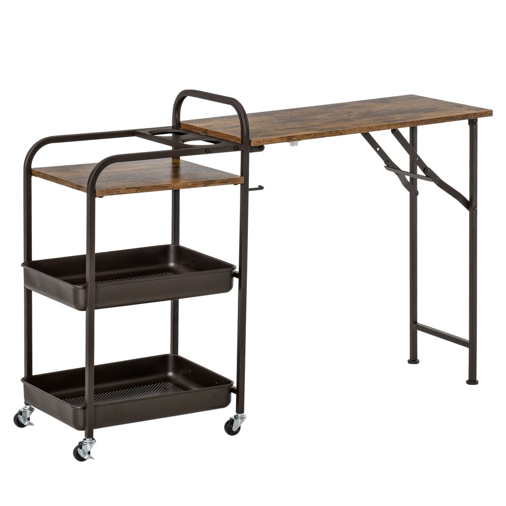 Carrello di servizio/carrello da cucina in metallo con tavolo pieghevole