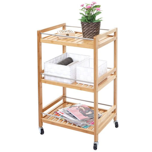 Servierwagen Rollwagen Küchenwagen Bambus 76x46x38cm