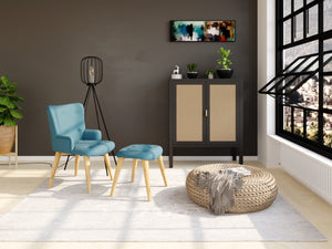 Sessel mit Hocker NEVIO blau
