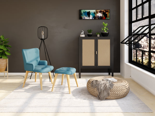Sessel mit Hocker NEVIO blau