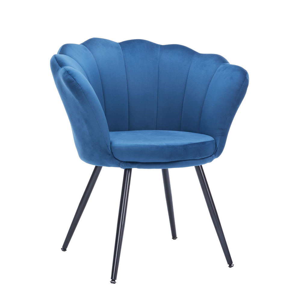 Poltrona in velluto SHELLY, blu/nero