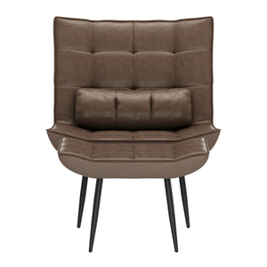 Sessel Leder BRICK mit Hocker braun