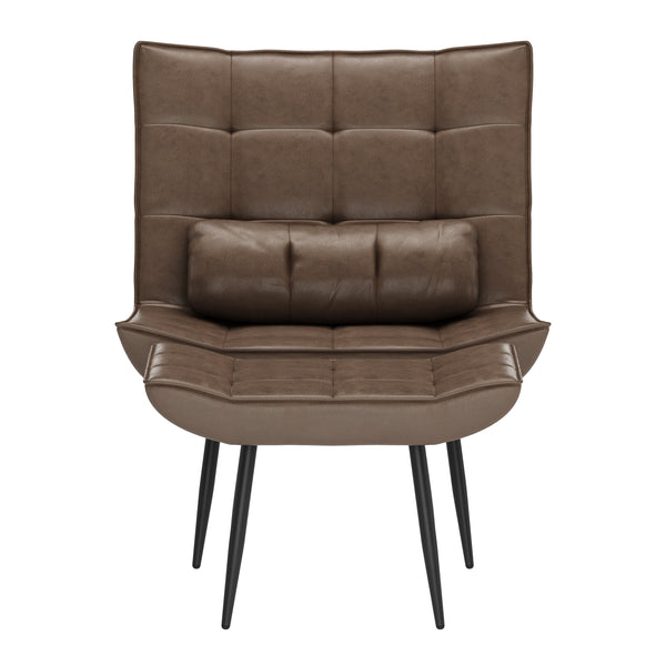 Sessel Leder BRICK mit Hocker braun