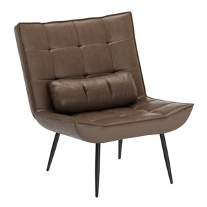 Sessel Leder BRICK mit Hocker braun