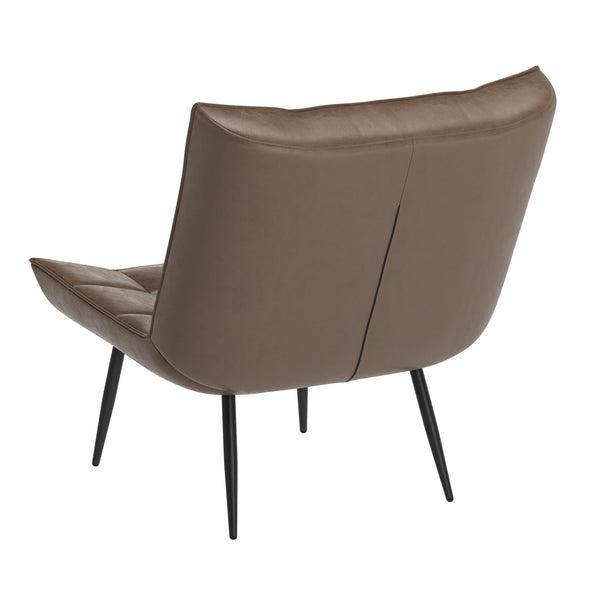 Sessel Leder BRICK mit Hocker braun