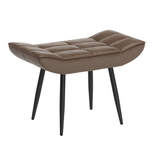 Sessel Leder BRICK mit Hocker braun