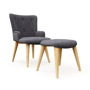 Sessel mit Hocker NEVIO anthrazit