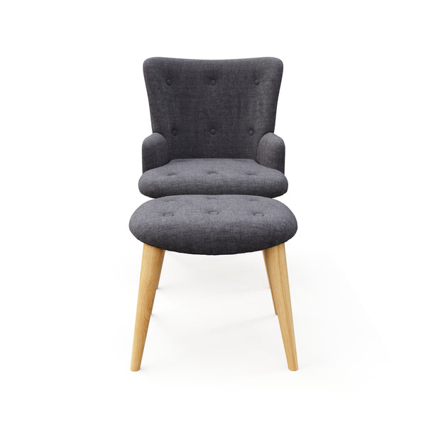 Sessel mit Hocker NEVIO anthrazit