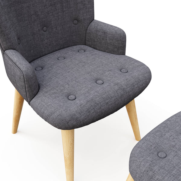 Sessel mit Hocker NEVIO anthrazit