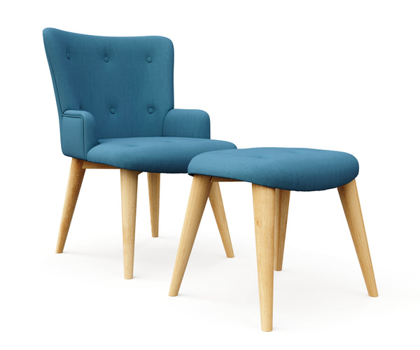 Sessel mit Hocker NEVIO blau