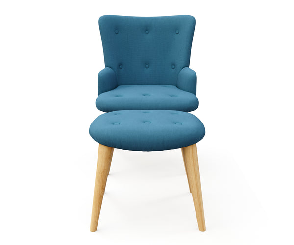 Sessel mit Hocker NEVIO blau