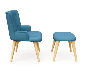 Sessel mit Hocker NEVIO blau
